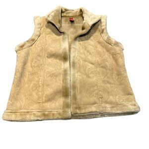 Valerie‎ Stevens Faux Fur Paisley Vest Tan Boho Vintage Y2K Medium
